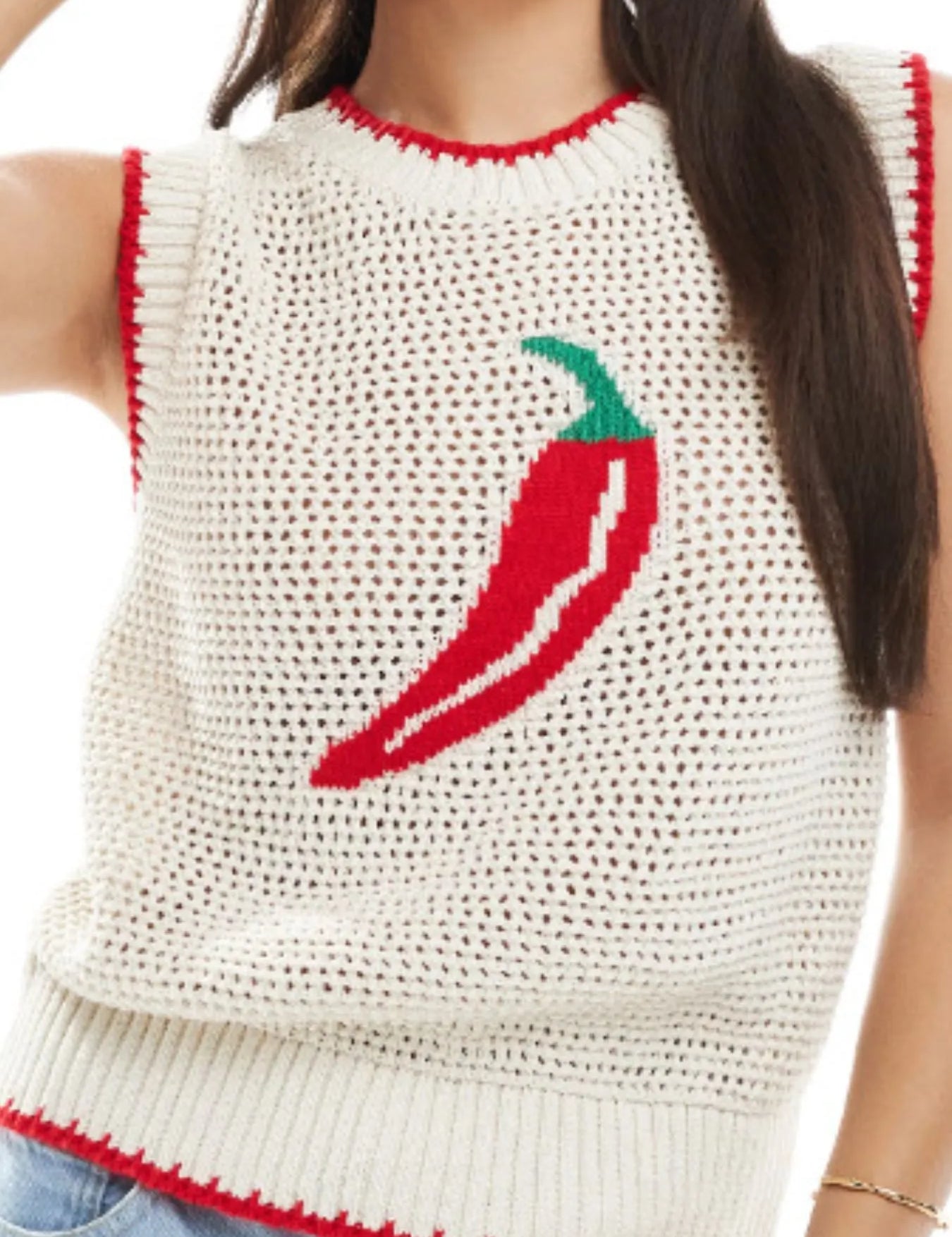 Women's Crochet Knit Tank – Chili Pepper Texture – Chaotic Fashion