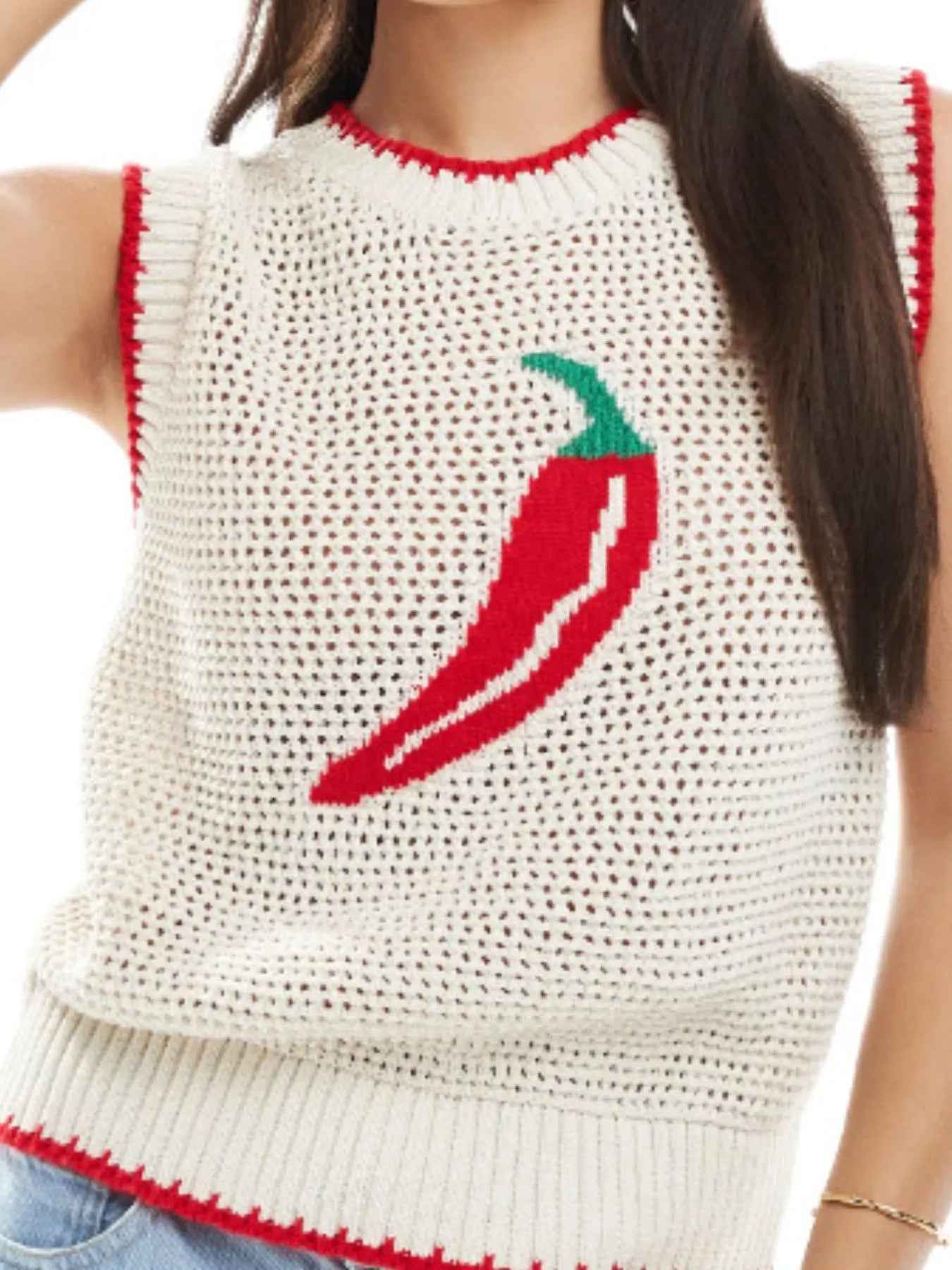 Women's Crochet Knit Tank – Chili Pepper Texture – Chaotic Fashion