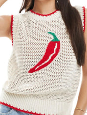 Women's Crochet Knit Tank – Chili Pepper Texture – Chaotic Fashion