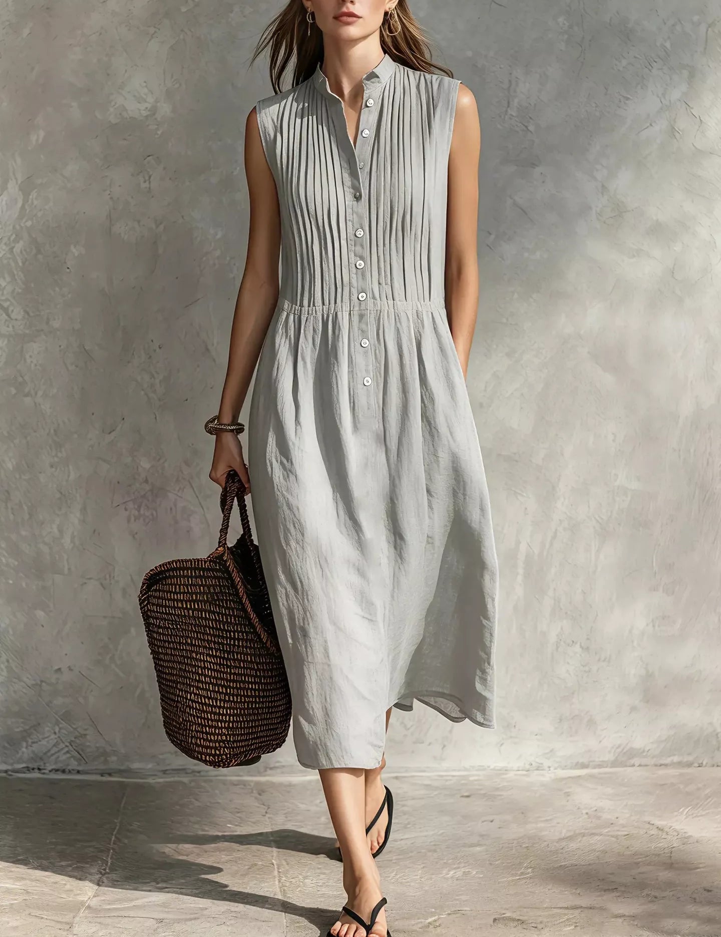 Women's midi dress, sleeveless