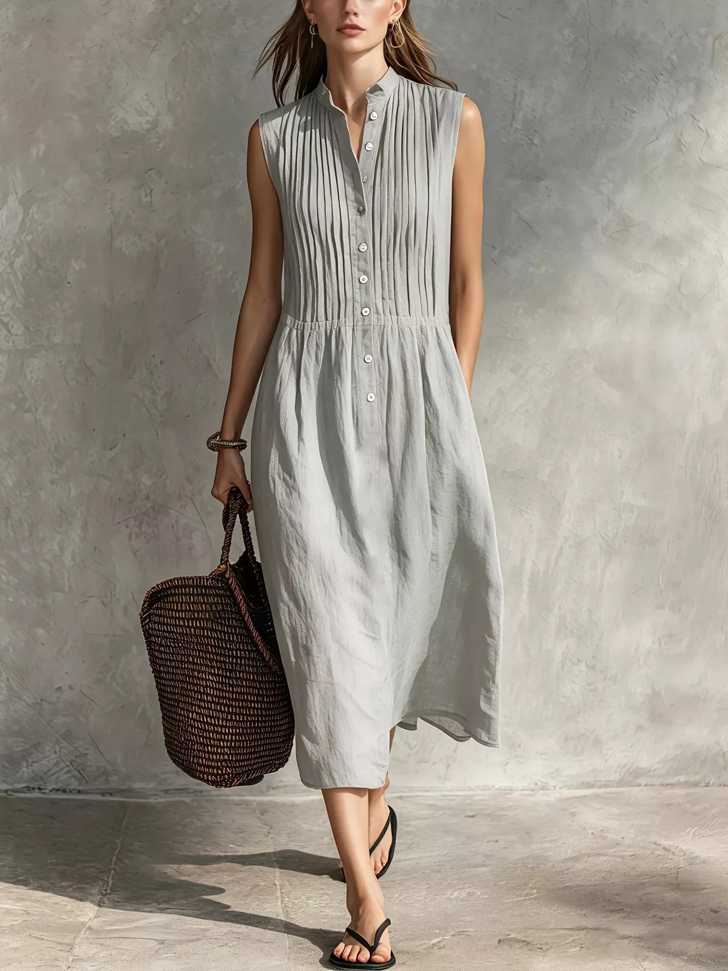 Women's midi dress, sleeveless