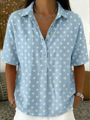 Polka Dot Shirt – Short Sleeve in Light Blue – Chaotic Fashion