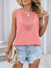 Coral Lace Tank for Women – Feminine Detail – Chaotic Fashion