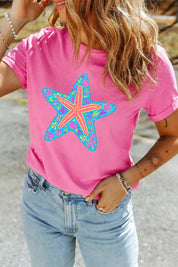 Women's Starfish Graphic Tee – Round Neck Short Sleeve – Chaotic Fashion