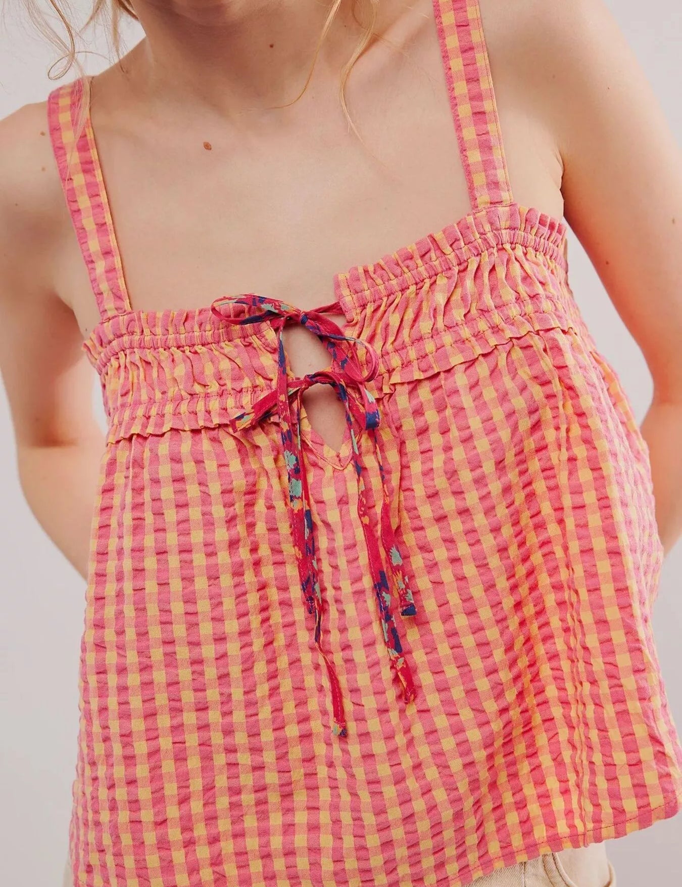 Smocked Cami Top – Stretchy Gingham Check – Chaotic Fashion
