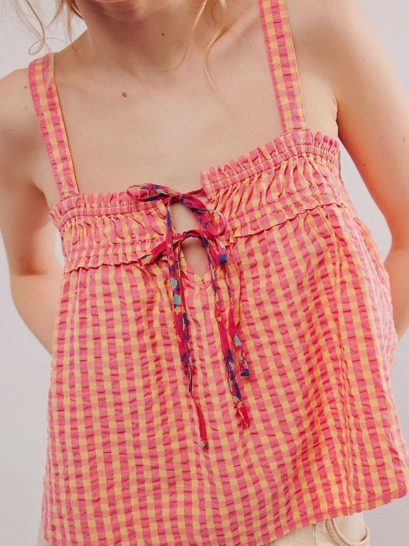 Smocked Cami Top – Stretchy Gingham Check – Chaotic Fashion