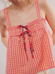 Smocked Cami Top – Stretchy Gingham Check – Chaotic Fashion