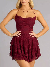 Tiered Ruffle Dress – Stretchy Lace Date Night Style – Chaotic Fashion