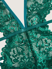 Macro of the emerald floral lace weave