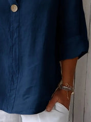 Breezy Linen Blouse – White Notched Collar – Chaotic Fashion