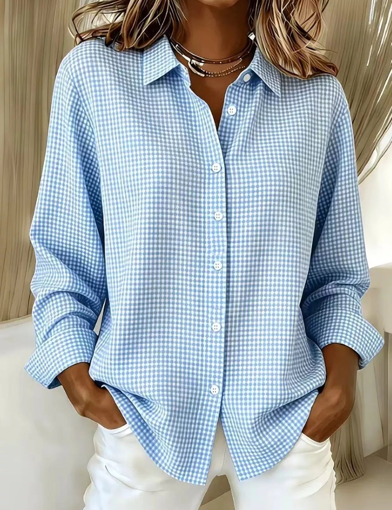 Women's plaid shirt, long sleeve