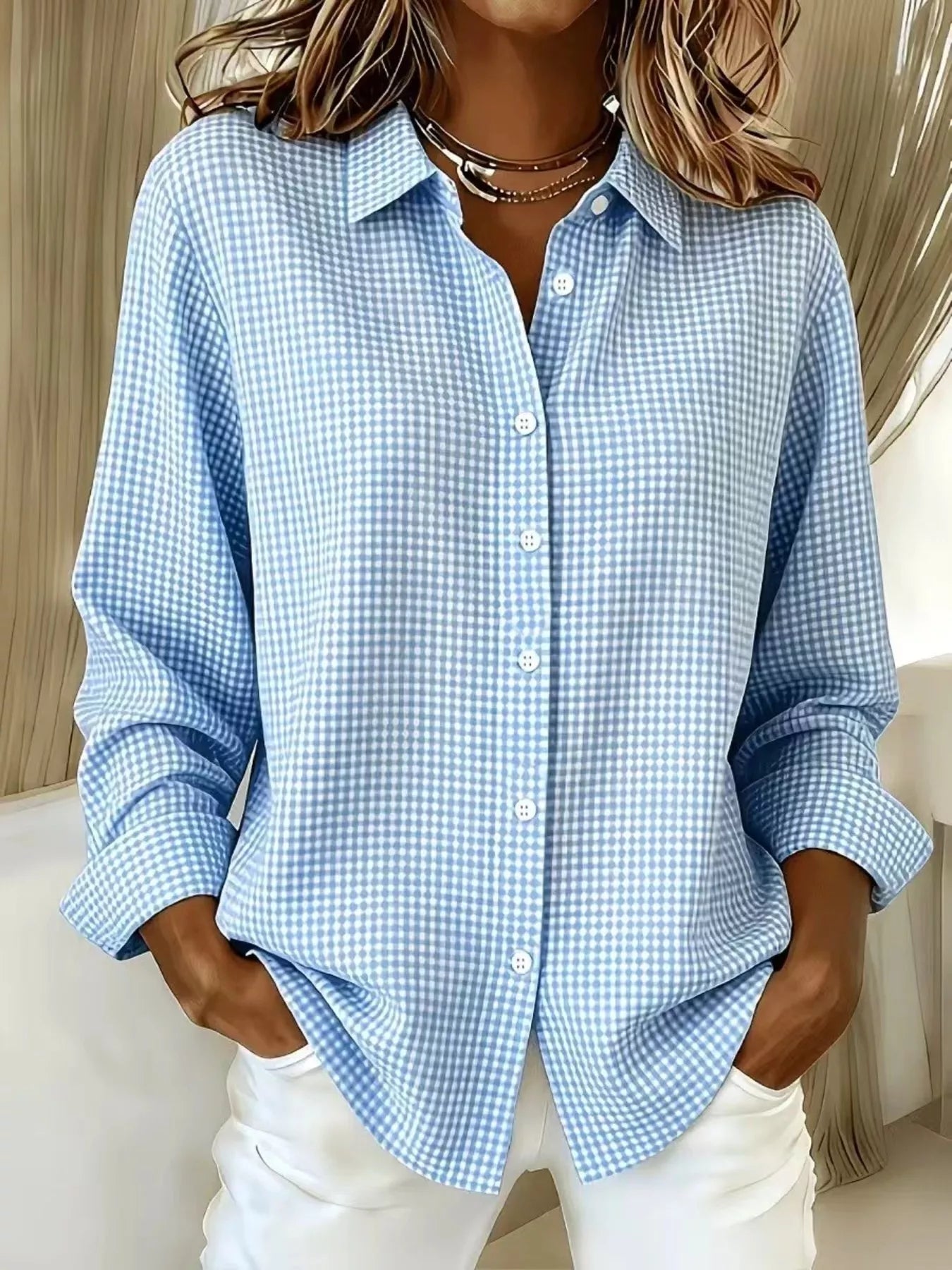 Women's plaid shirt, long sleeve