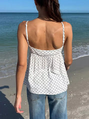 Sleeveless Polka Dot Cami – Dark Blue Colorway – Chaotic Fashion