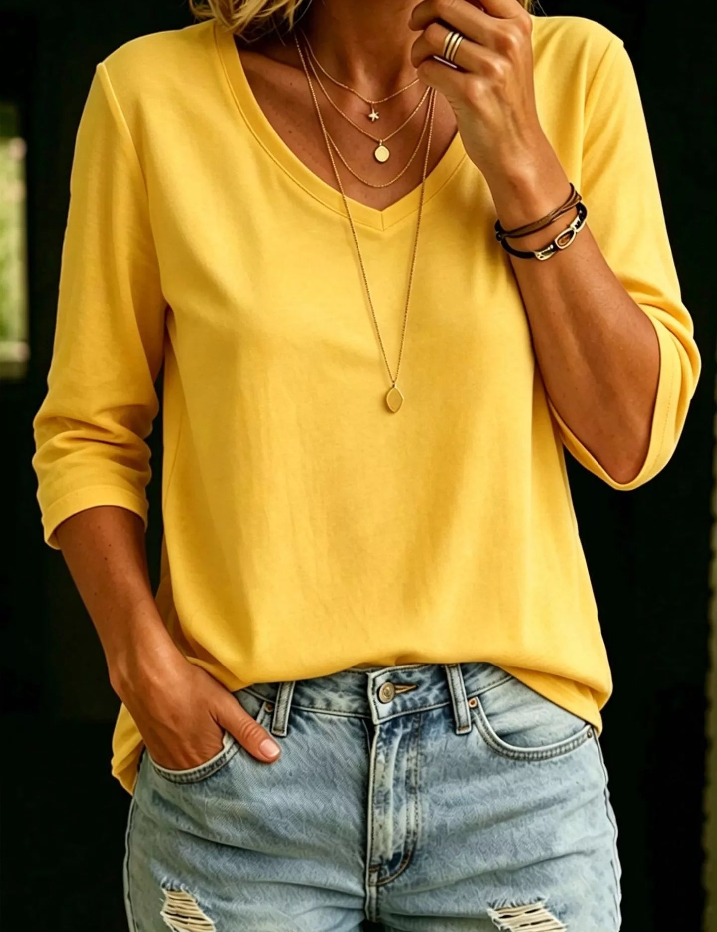 Basic V-Neck Tee for Women – Orange Colorway – Chaotic Fashion