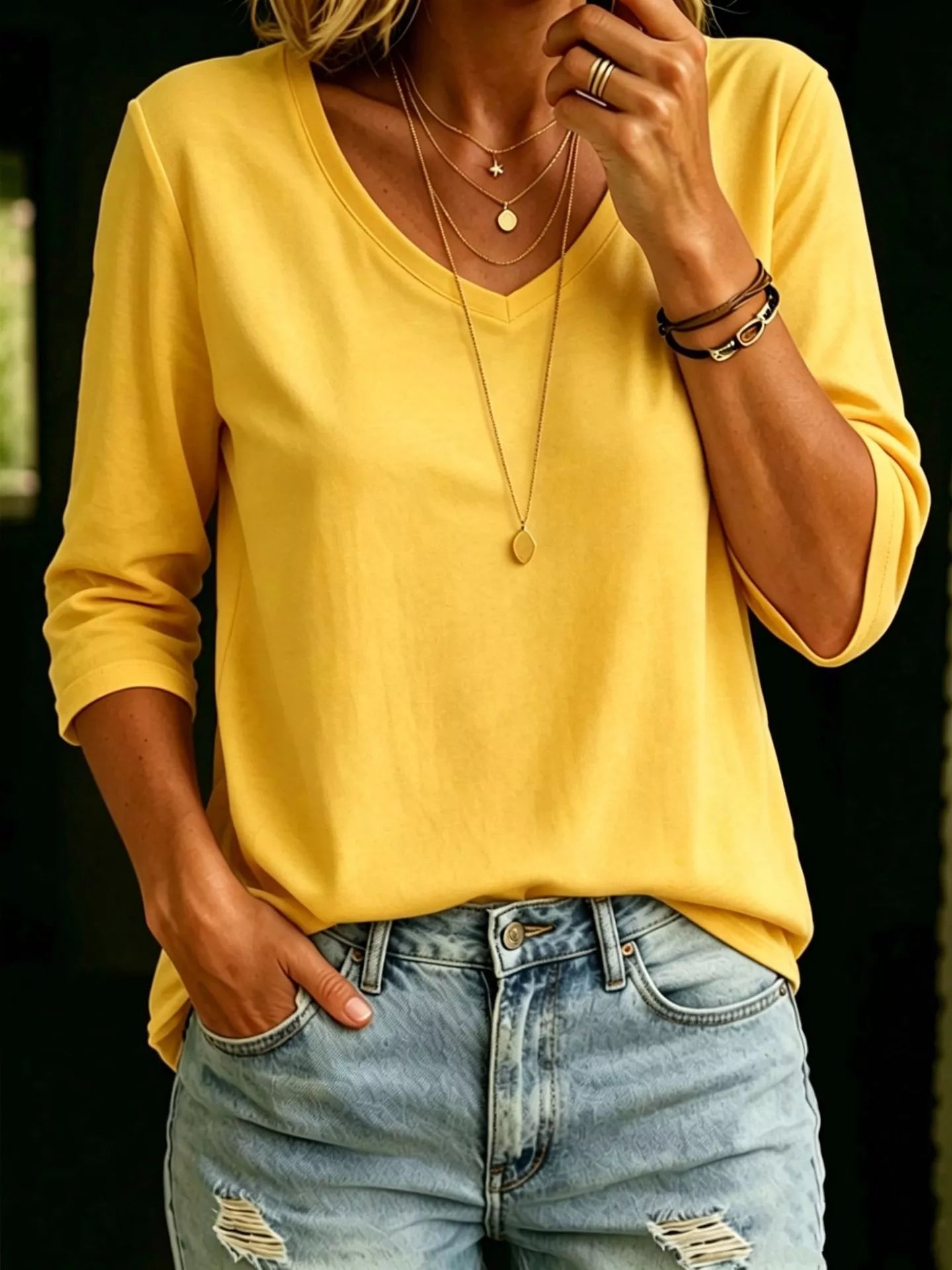 Basic V-Neck Tee for Women – Orange Colorway – Chaotic Fashion