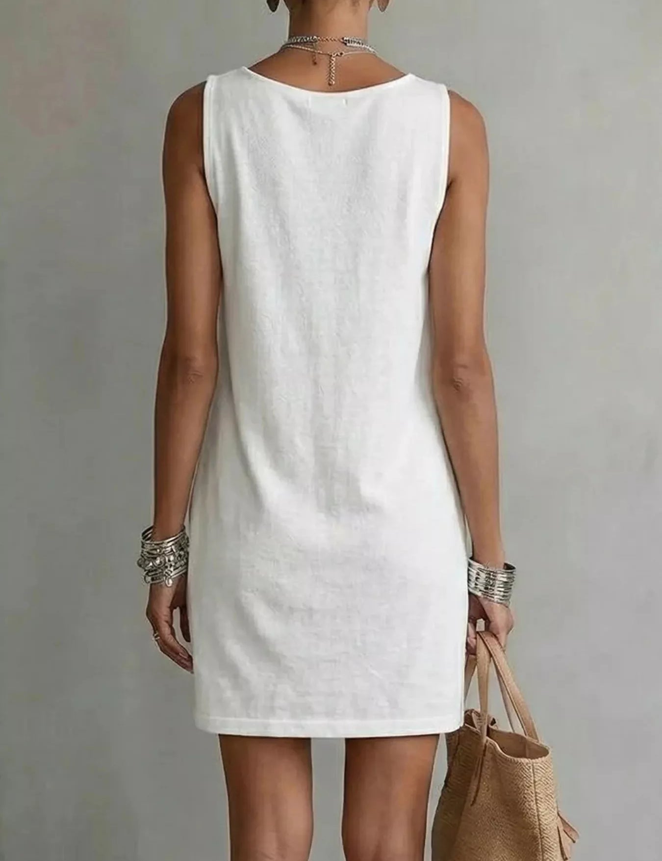 Women's mini dress, cowl neck sleeveless