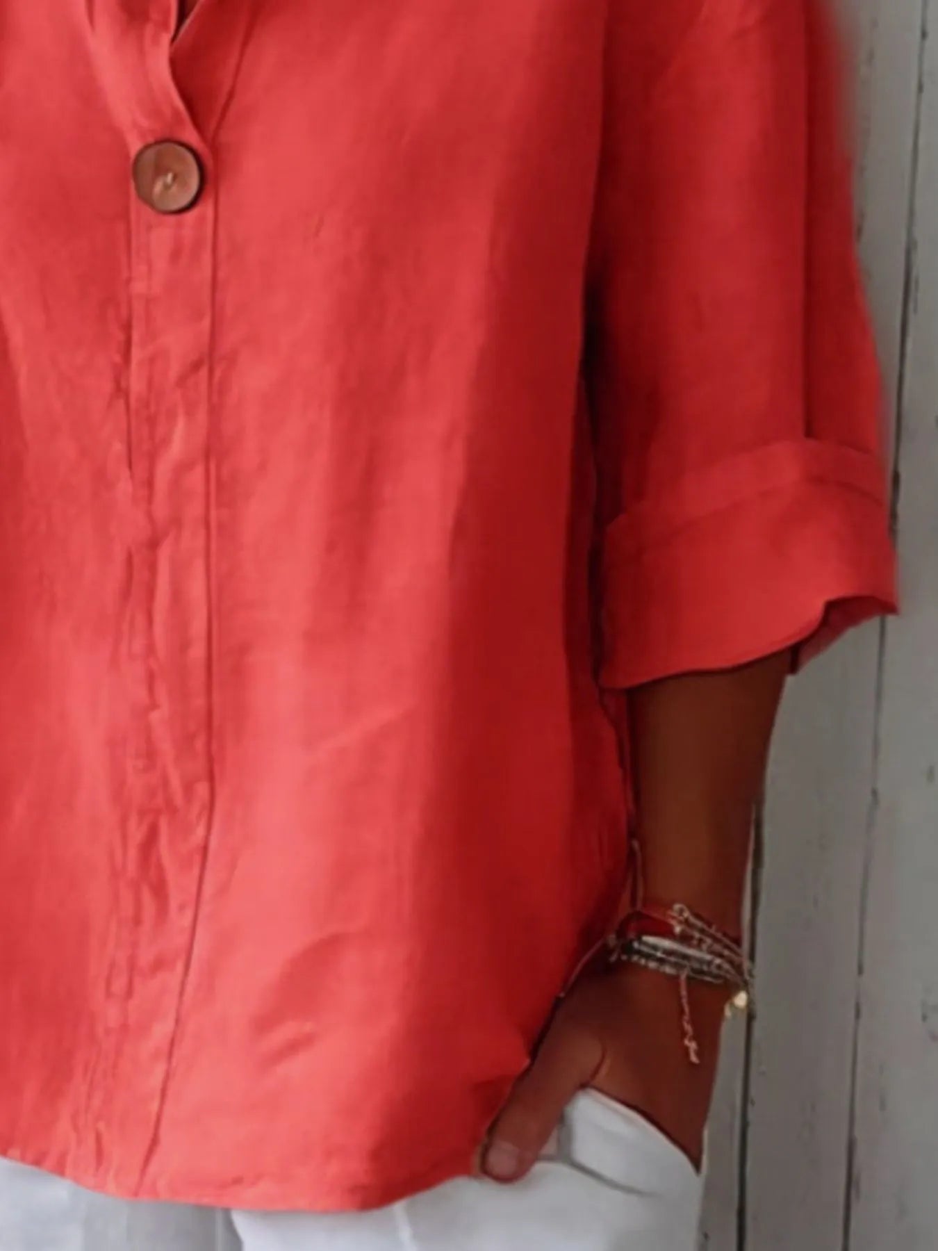 Button-Front Linen Blouse – Green Everyday Wear – Chaotic Fashion