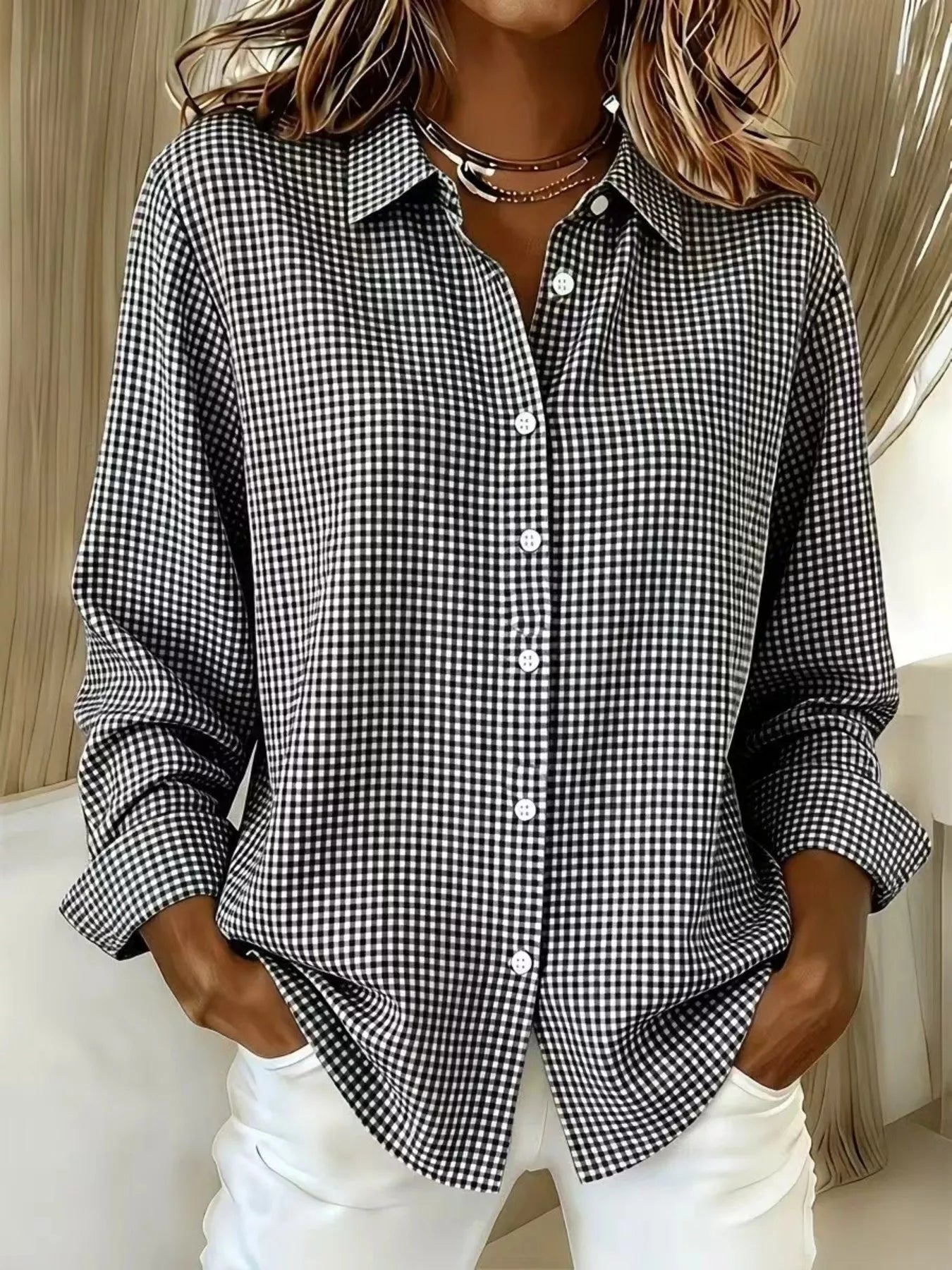 Women's plaid shirt, long sleeve