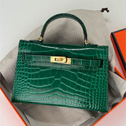 Croc Embossed Leather Mini Kylie Handbag