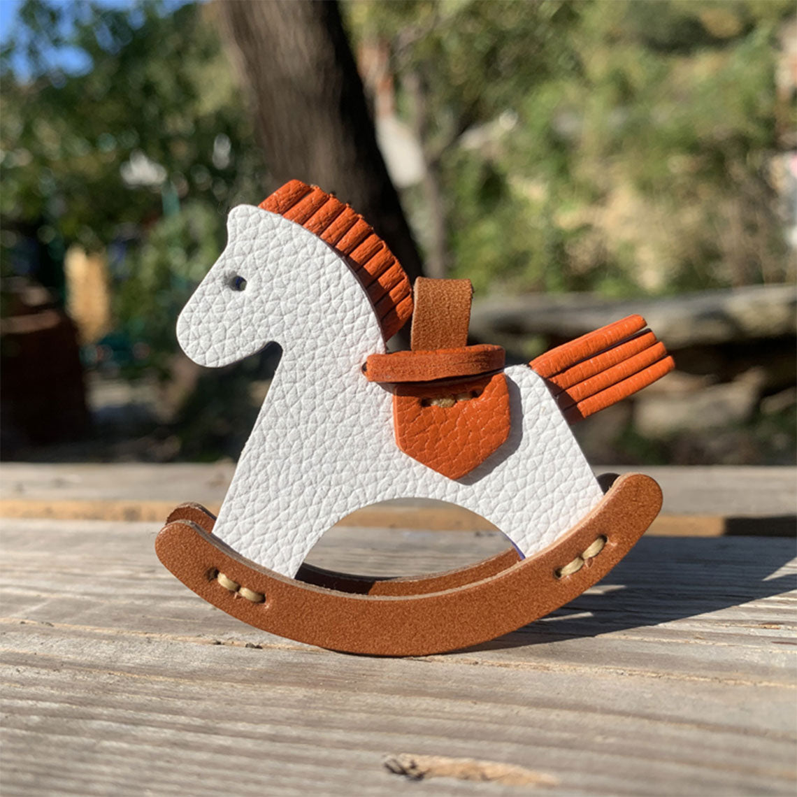 Full Grain Leather Rocking Horse Bag Charm