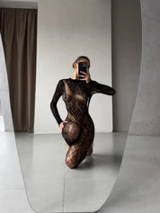 Animal Print Full Body Lace Bodystocking – Stretchy Sheer Mesh – Chaotic Fashion