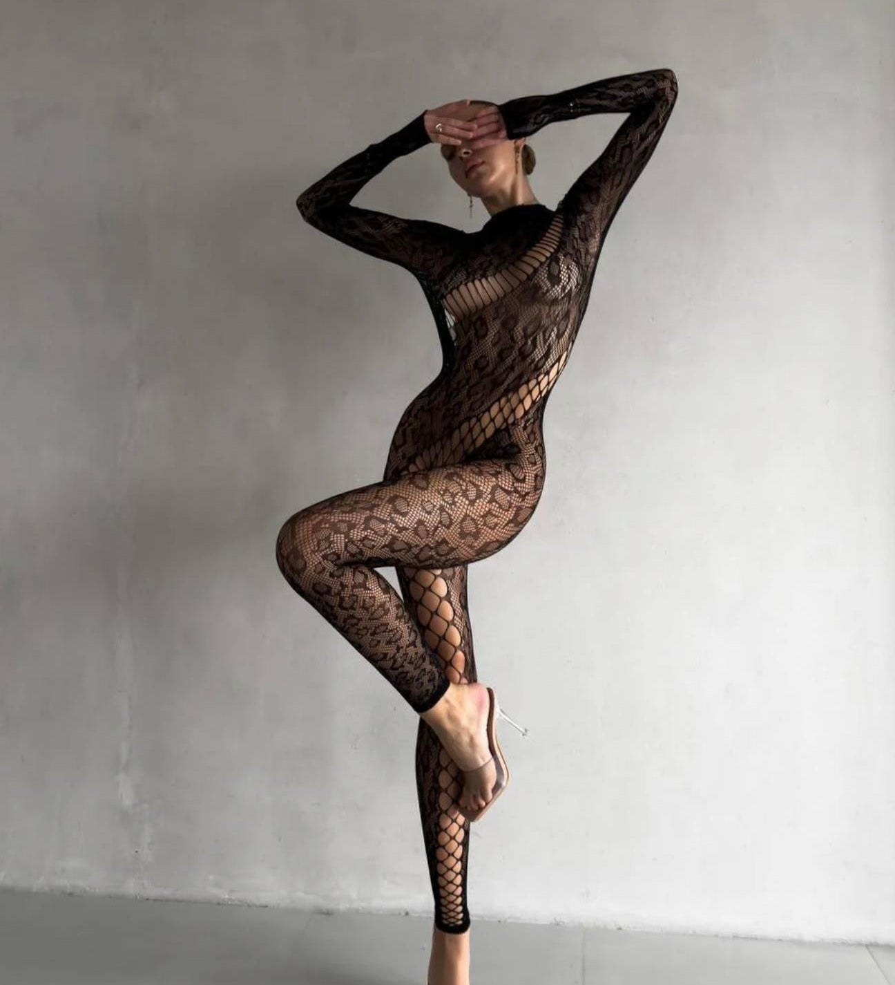 Leo Lace Bodystocking for Women – Full Body Long Sleeve Sheer Mesh – Chaotic Fashion