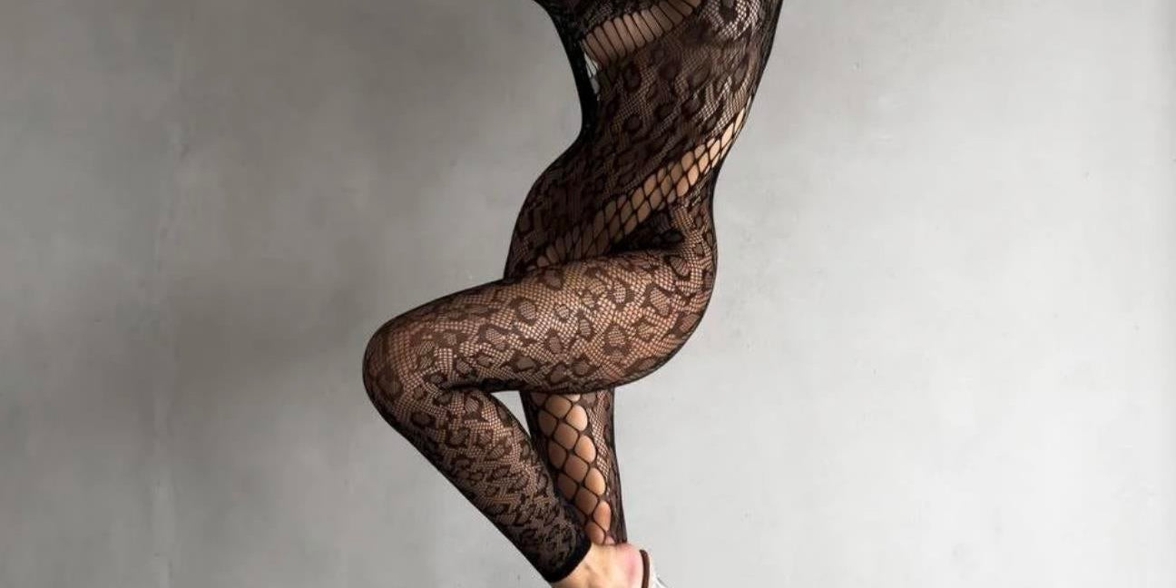 Leo Lace Bodystocking for Women – Full Body Long Sleeve Sheer Mesh – Chaotic Fashion