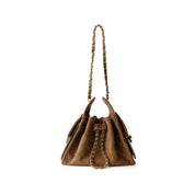 Sheep Suede Leather Quilted Chain Hobo Bag
