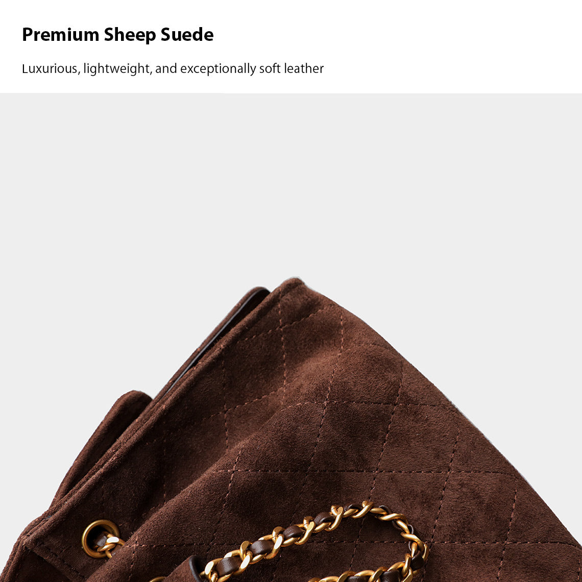 Sheep Suede Leather Quilted Chain Hobo Bag