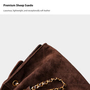 Sheep Suede Leather Quilted Chain Hobo Bag