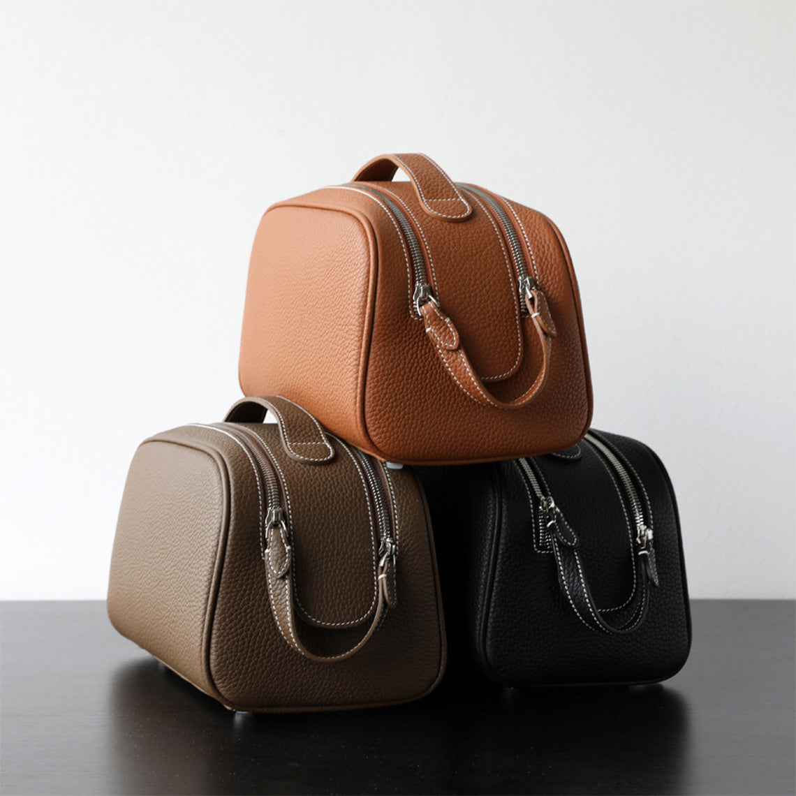 Top Grain Leather Luxury Cosmetic Toiletry Kit Bag