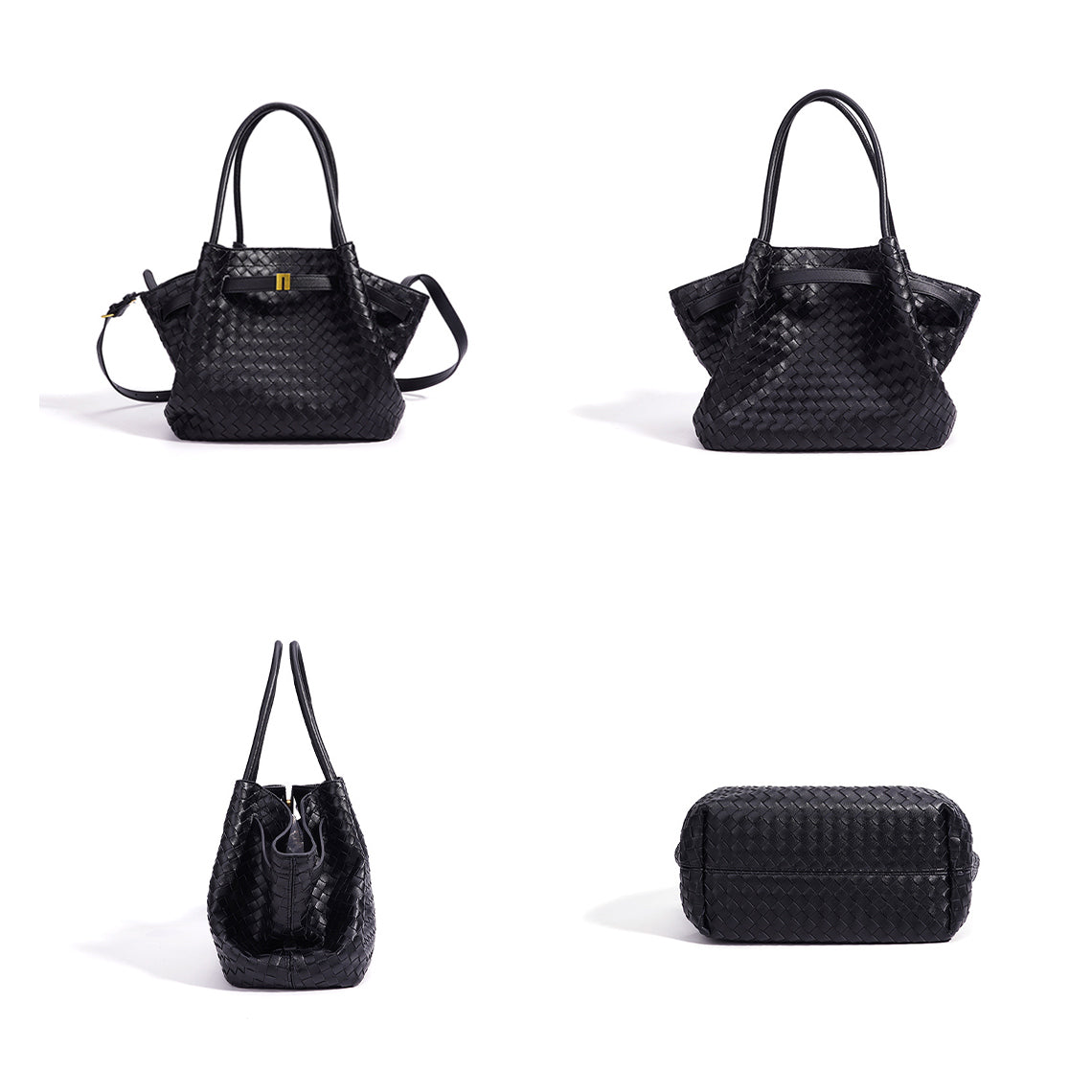 Top Grain Leather Wings Woven Handbag