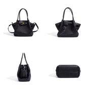 Top Grain Leather Wings Woven Handbag