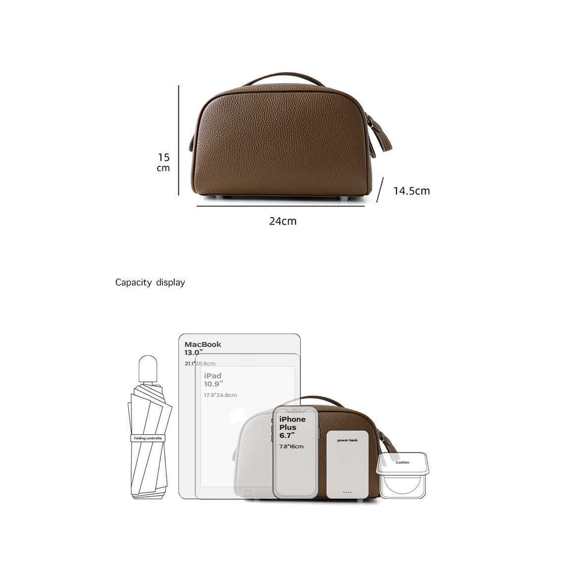 Top Grain Leather Luxury Cosmetic Toiletry Kit Bag
