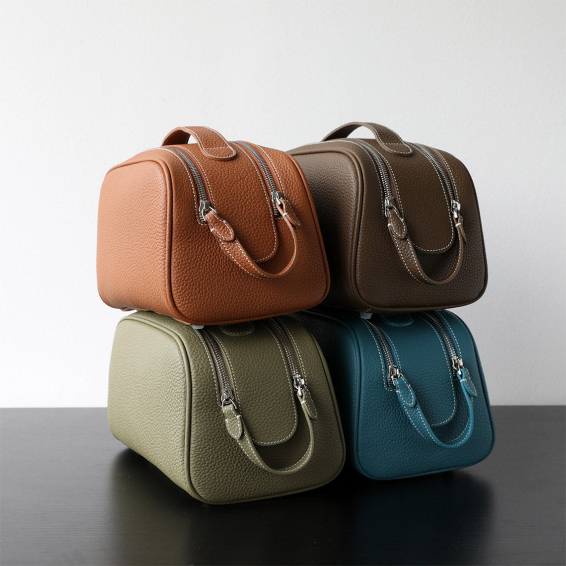 Top Grain Leather Luxury Cosmetic Toiletry Kit Bag
