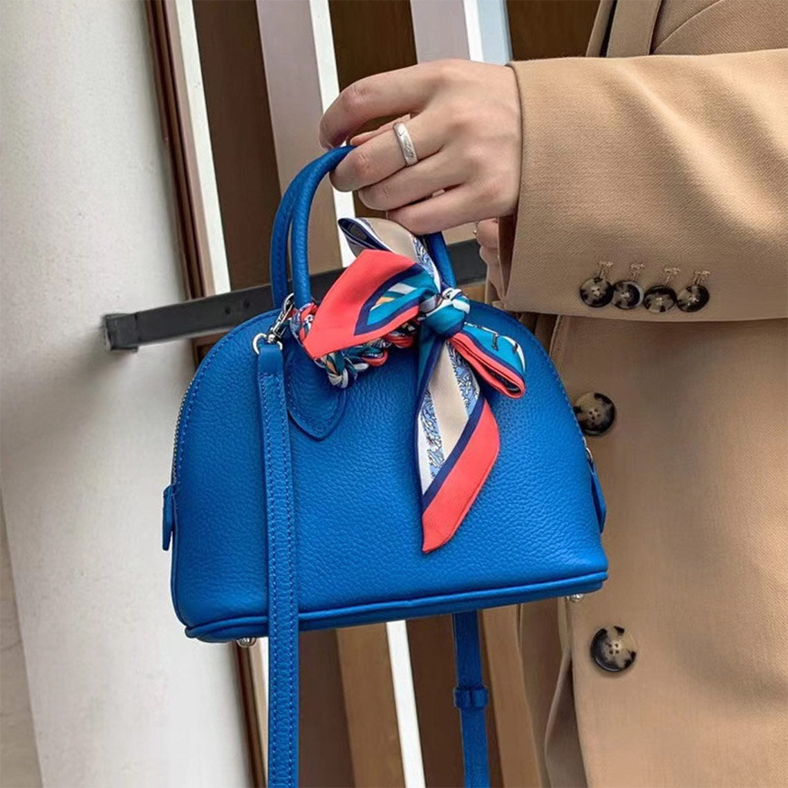 Top Grain Leather Mini Bowling Handbag