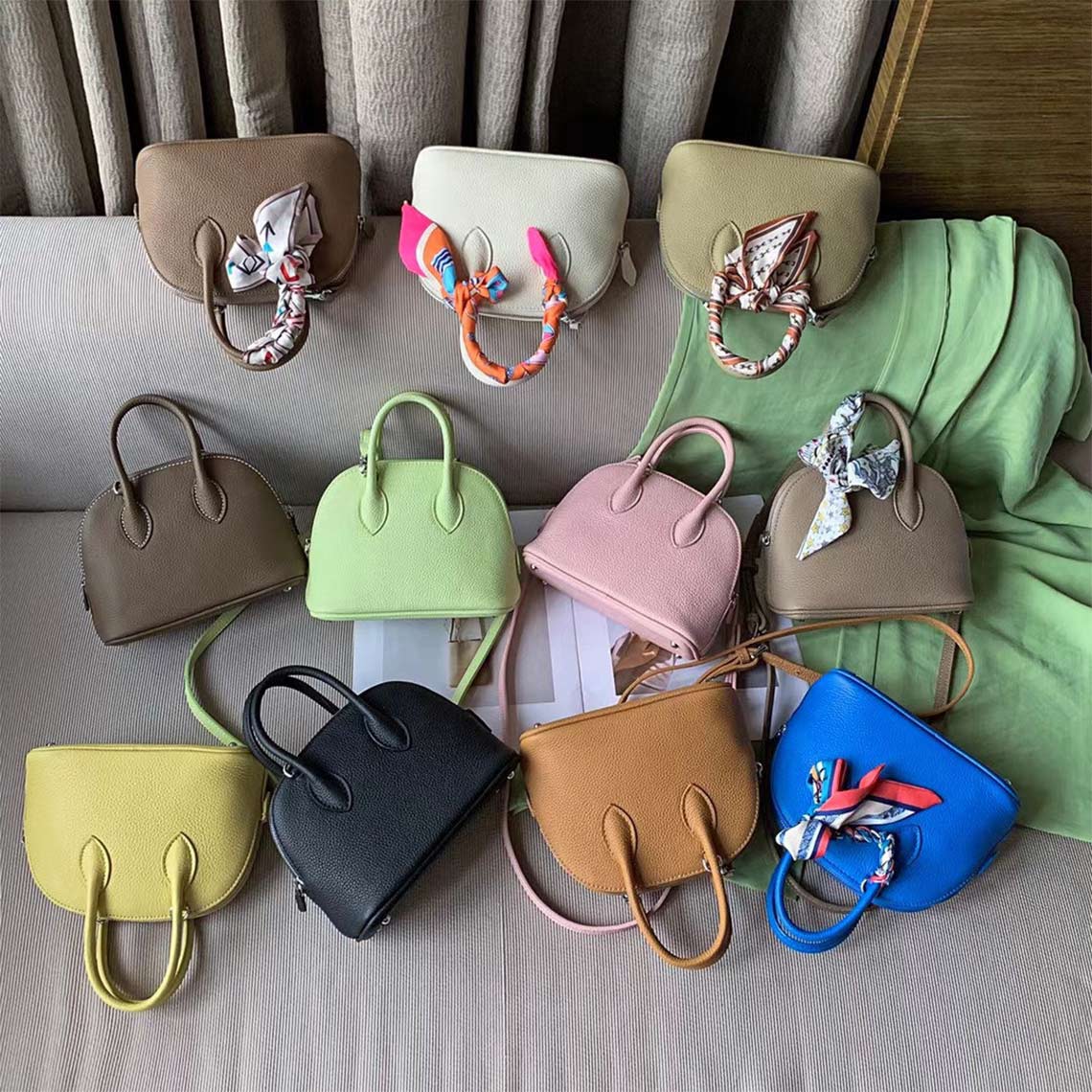 Top Grain Leather Mini Bowling Handbag