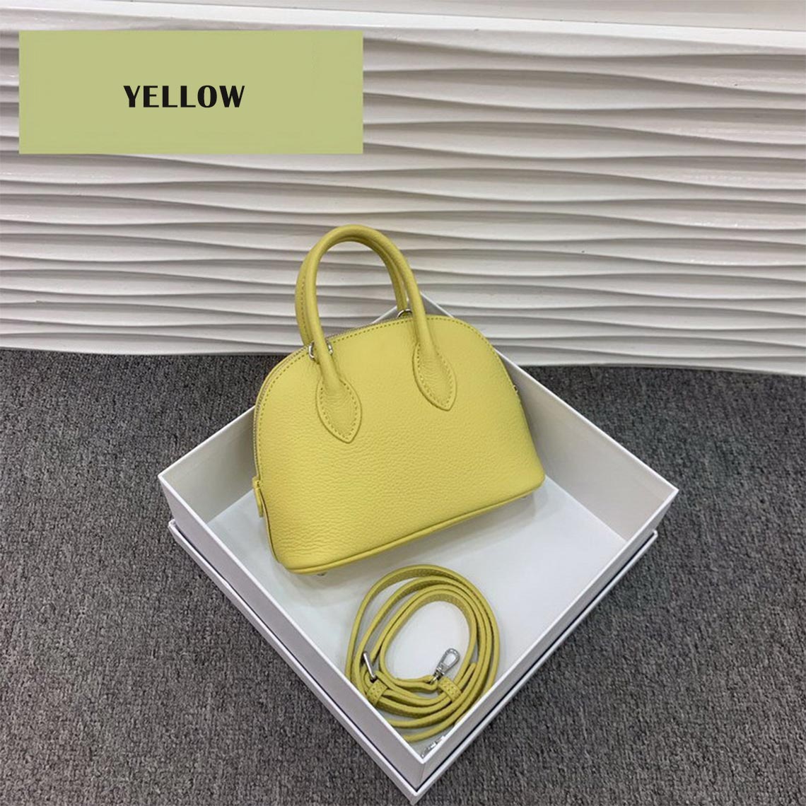 Top Grain Leather Mini Bowling Handbag