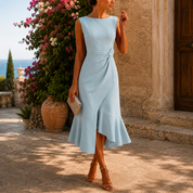 Mirela Women's Midi Dress for Weddings | Elegant Loose Fit Formal Occasion Dress