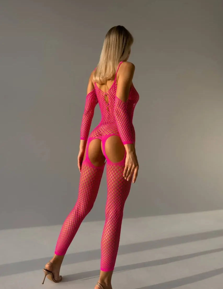 Full Body Pink Lingerie – Sheer Bodystocking for Women – Chaotic Fashion
