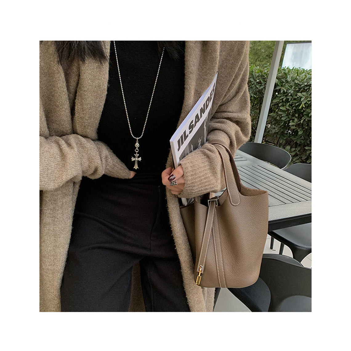 Top Grain Leather Inspired Picotin Lock Handbag