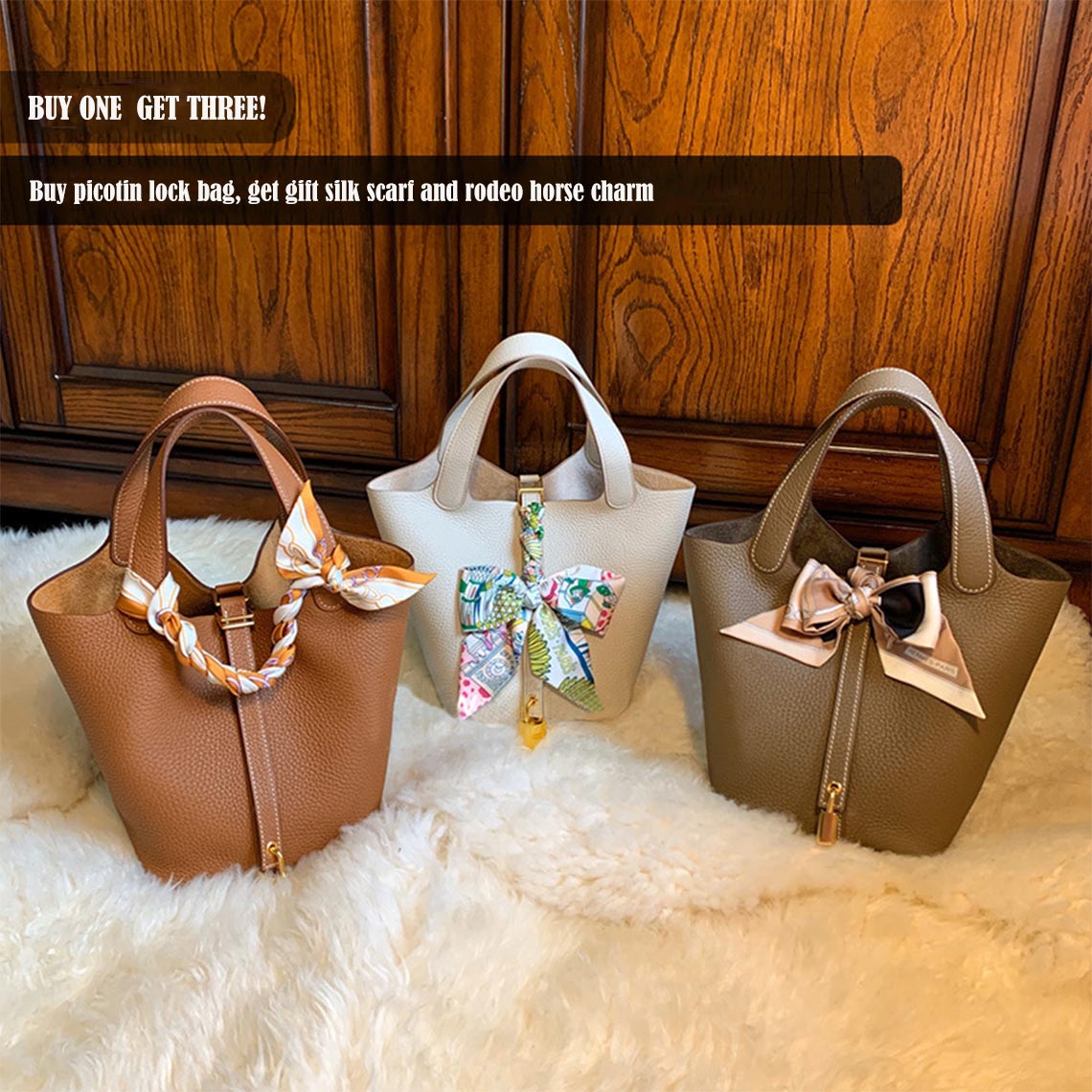Top Grain Leather Inspired Picotin Lock Handbag