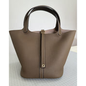 Top Grain Leather Inspired Picotin Lock Handbag