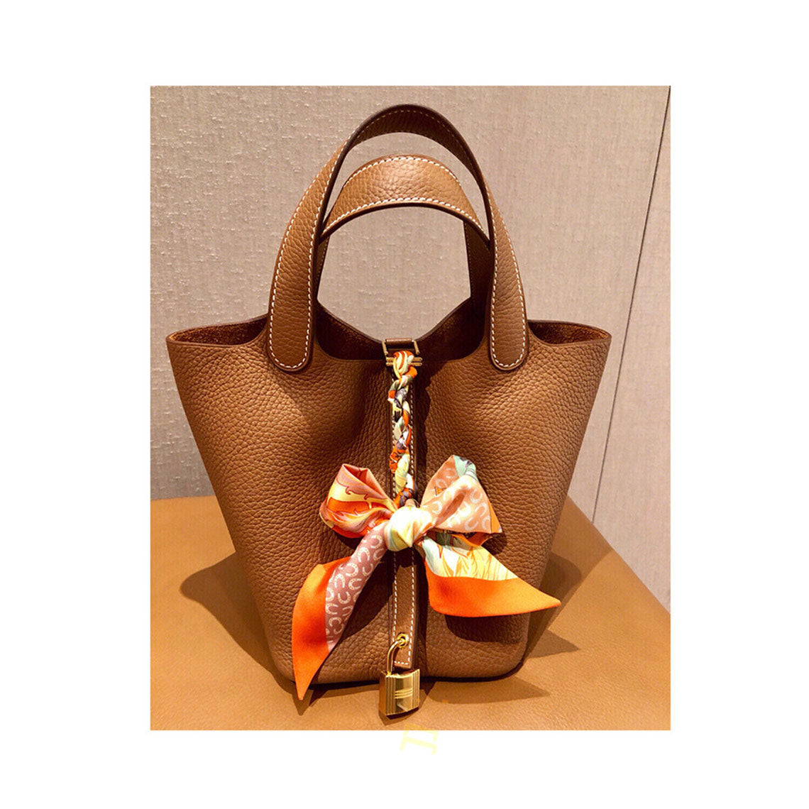 Top Grain Leather Inspired Picotin Lock Handbag