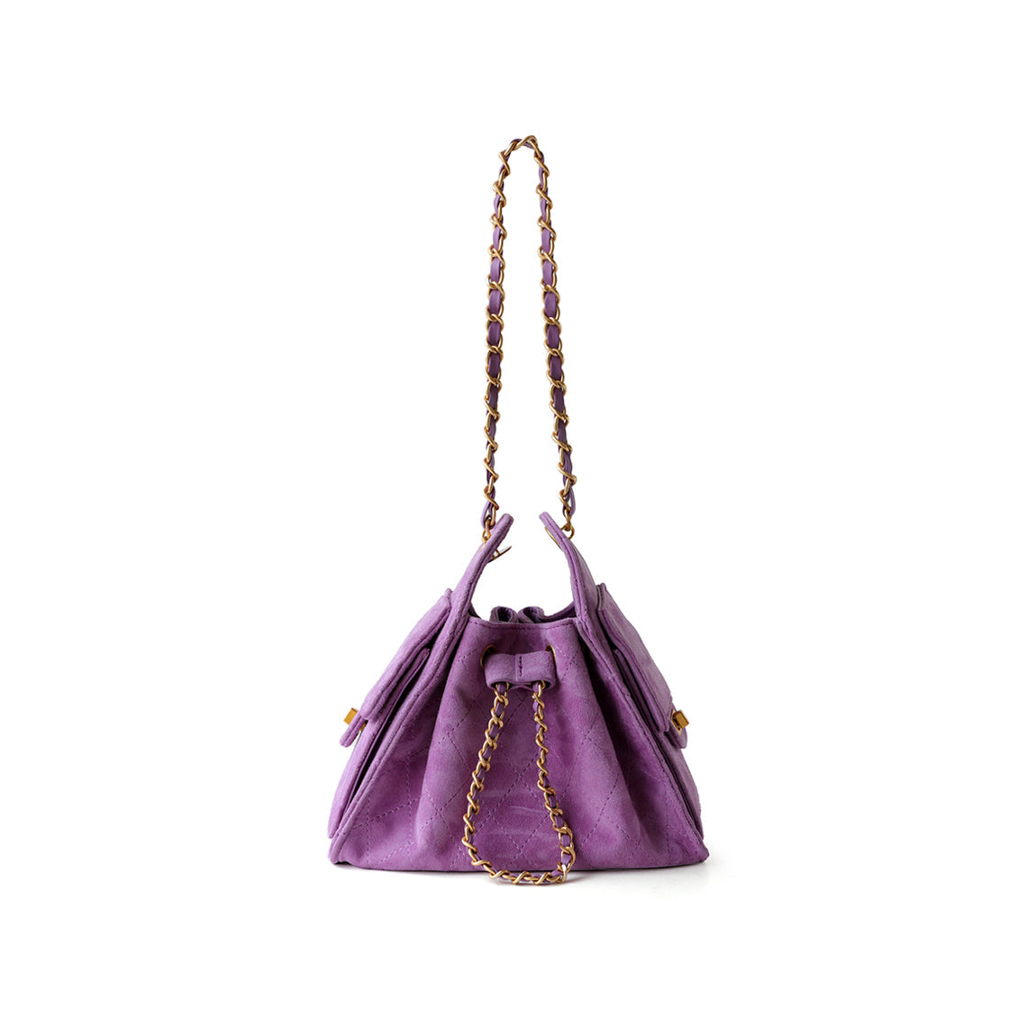 Sheep Suede Leather Quilted Chain Hobo Bag