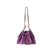 Sheep Suede Leather Quilted Chain Hobo Bag