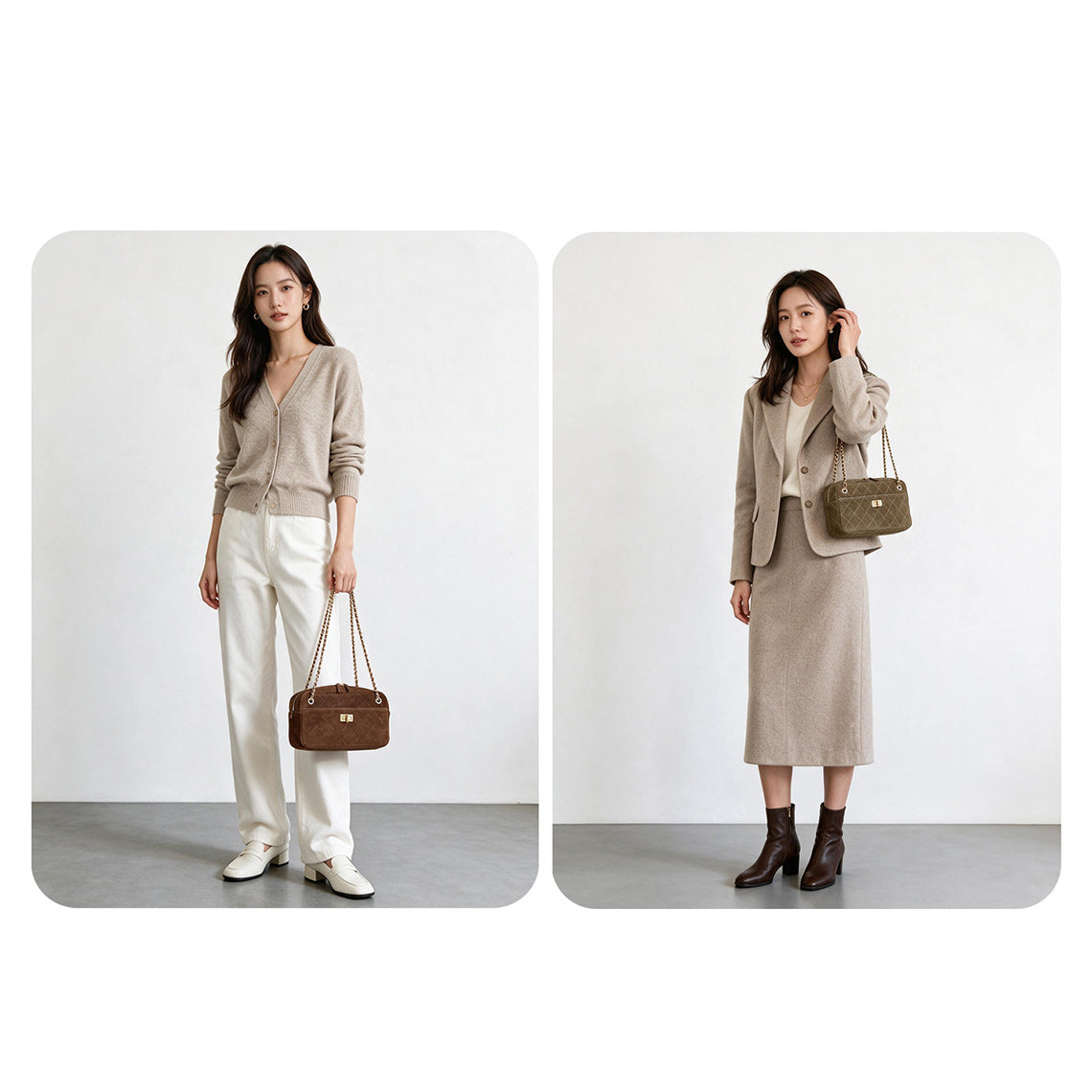 Suede Quilted Camera Bag