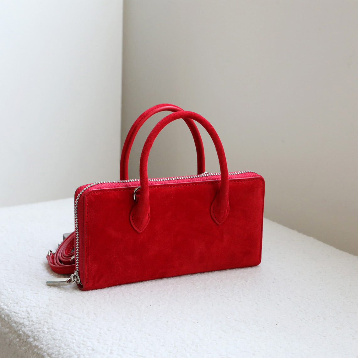 Fur Leather Polka Dot Small Clutch Handbag
