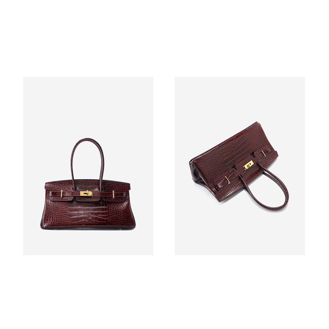 Crocodile Embossed Leather Inspired Birk Shoulder Handbag