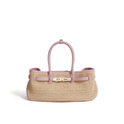 Leather Straw Women Handbag